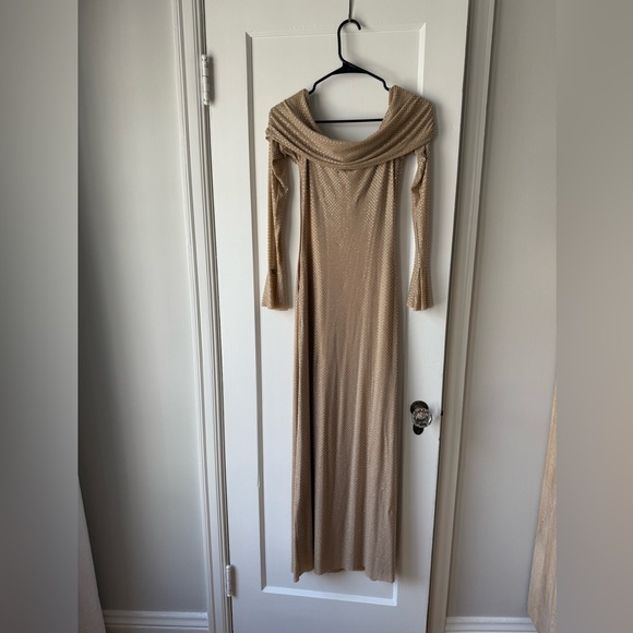 Meshki Marcel Nude Diamanté off the shoulder dress - Picture 5 of 9